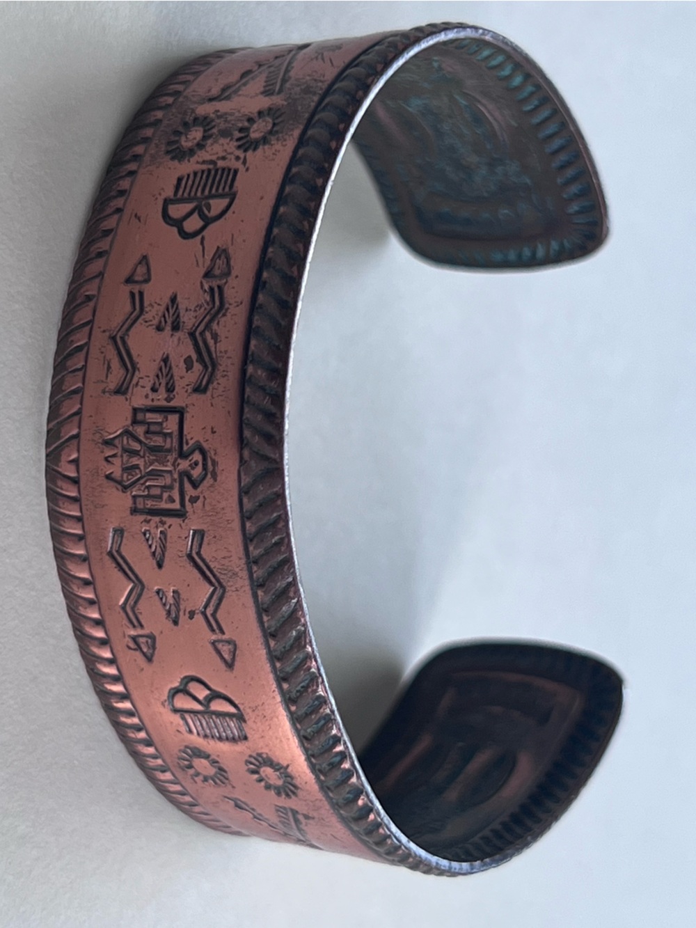 SOLID copper cuff bracelet VINTAGE souvenir desert tribe kachina storm arrow